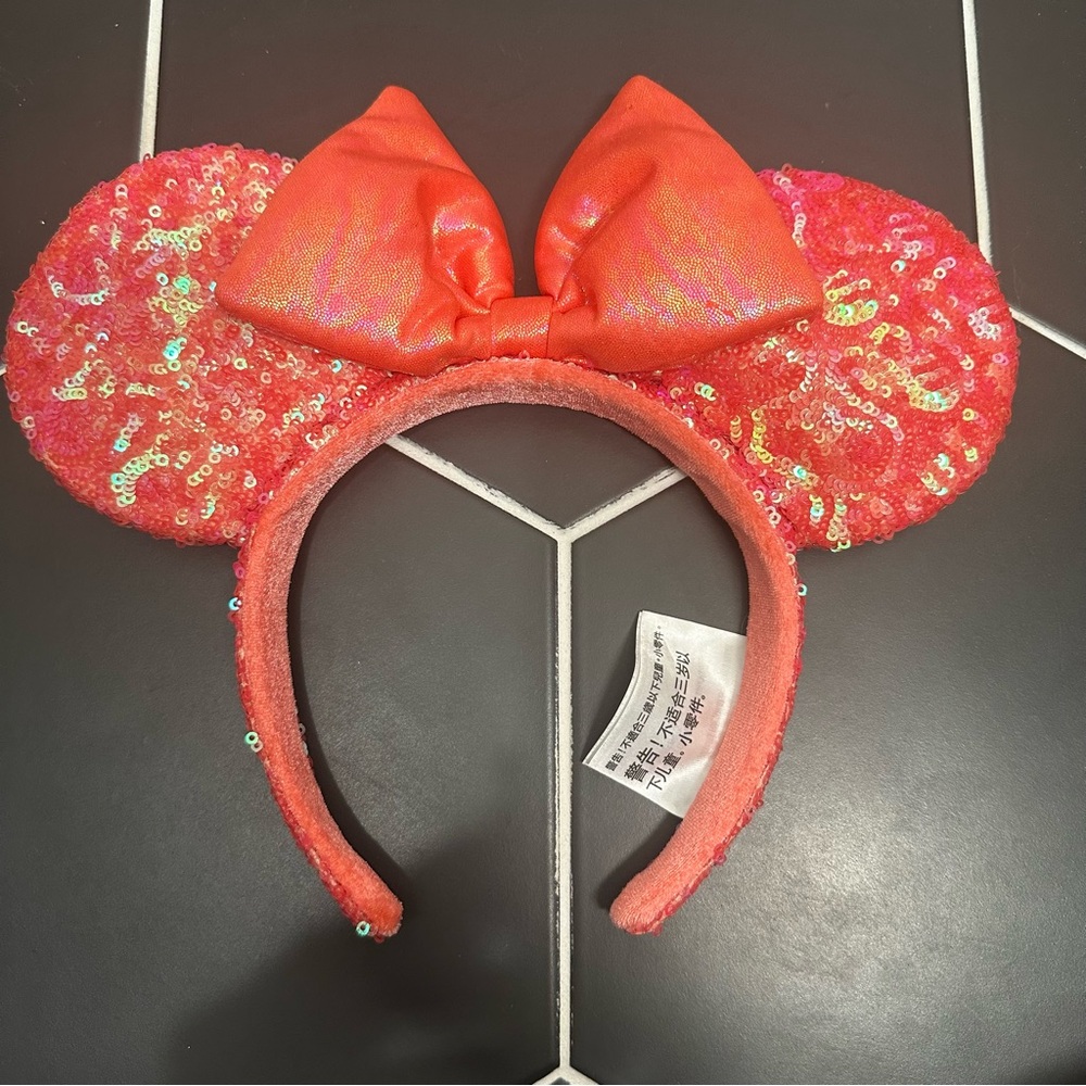 Disney Coral Sequin Minnie Mouse Ears Headband
